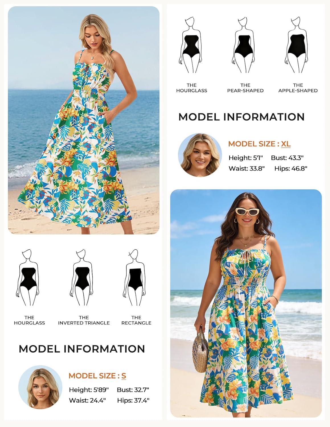 imageGRACE KARIN Womens Summer Clothes 2026 Boho Floral Maxi Long Dresses Spaghetti Straps Casual Beach Sundress with PocketsYellow Green Blue Floral