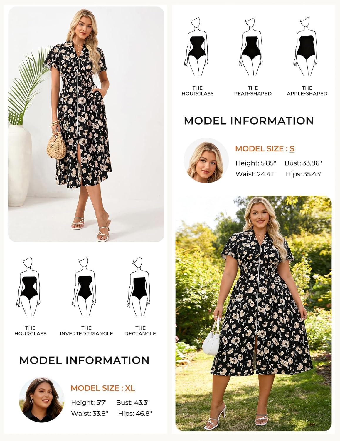 imageGRACE KARIN Womens Summer Maxi Floral Dress Casual 2026 Long Zipper Dresses Boho Flowy Beach Vacation Sundress with PocketsBlack Floral