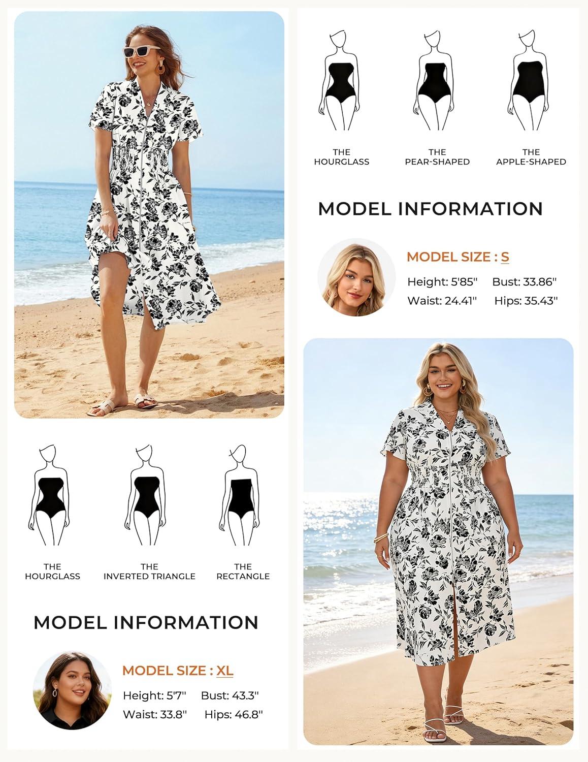 imageGRACE KARIN Womens Summer Maxi Floral Dress Casual 2026 Long Zipper Dresses Boho Flowy Beach Vacation Sundress with PocketsBlack White Floral