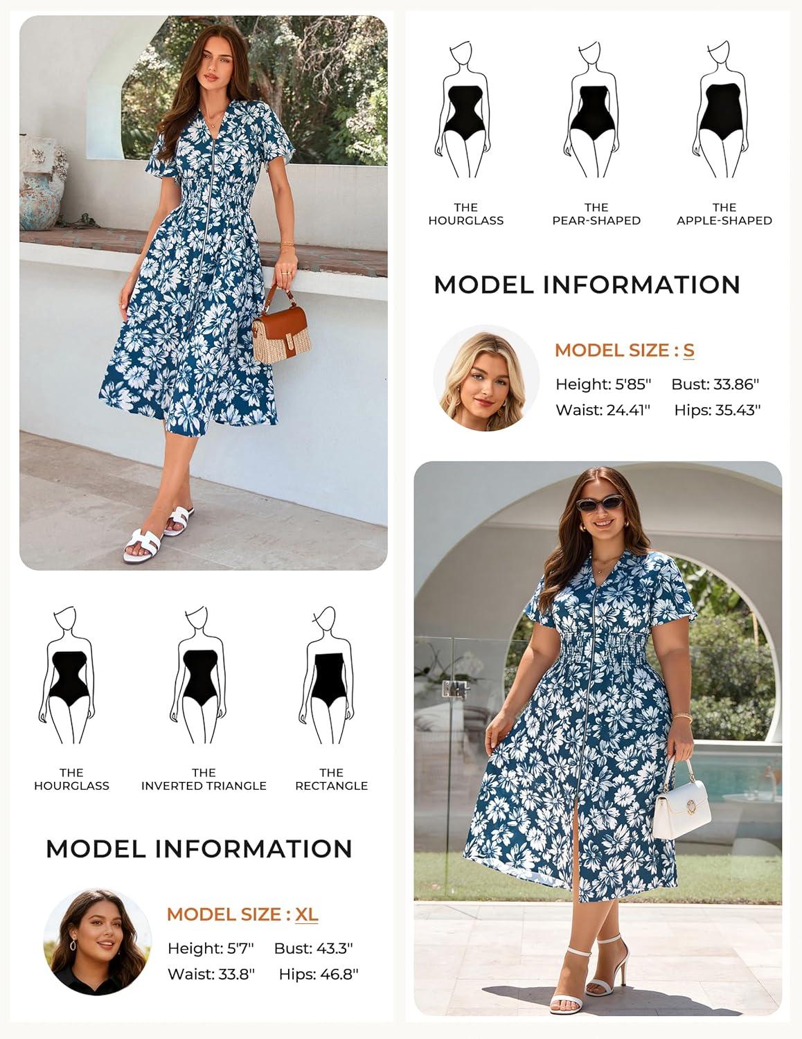 imageGRACE KARIN Womens Summer Maxi Floral Dress Casual 2026 Long Zipper Dresses Boho Flowy Beach Vacation Sundress with PocketsBlue Floral
