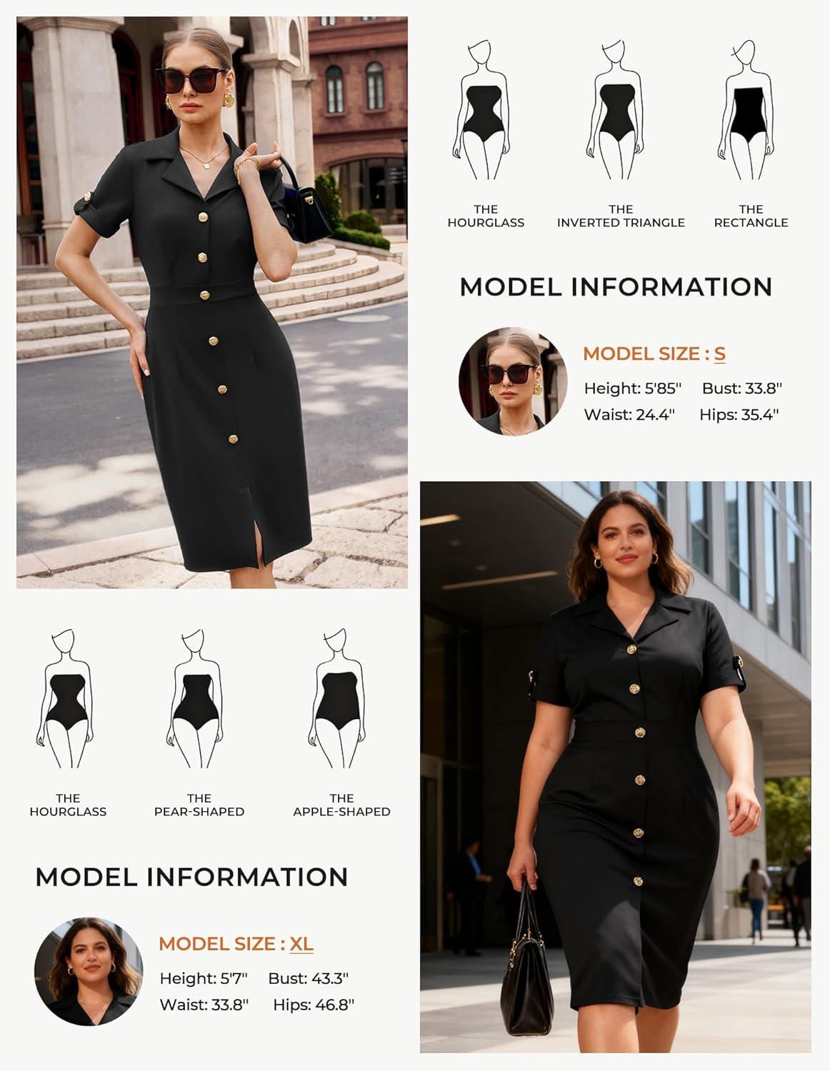 imageGRACE KARIN Work Dresses for Women 2026 Short Sleeve Button Bodycon Dress Pencil Office Midi Dress with Pockets