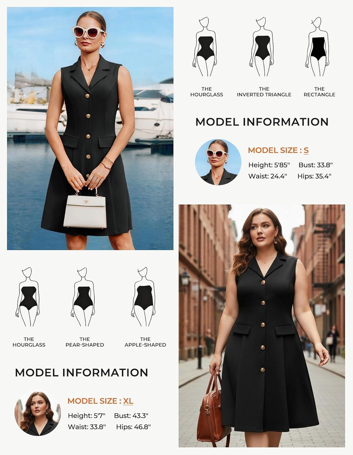 imageGRACE KARIN Work Dresses for Women 2026 Sleeveless Button Business Midi Dress Notch Lapel V Neck Formal Office A Line DressesBlack