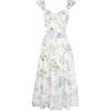 White With Light Blue Flowers