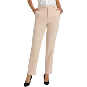 GRACE KARIN Dress Pants Women, High Waisted Wrinkle Free Work Trousers Slacks with Pockets, Office Business Casual Outfits(Apricot)