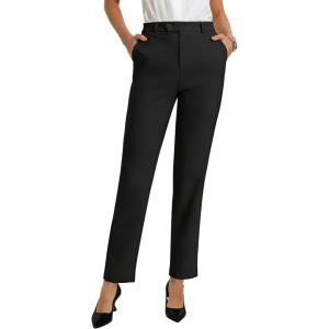 GRACE KARIN Dress Pants Women, High Waisted Wrinkle Free Work Trousers Slacks with Pockets, Office Business Casual Outfits(Black)