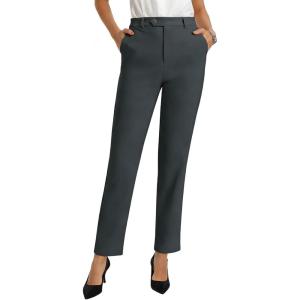 GRACE KARIN Dress Pants Women, High Waisted Wrinkle Free Work Trousers Slacks with Pockets, Office Business Casual Outfits(Dark Grey)