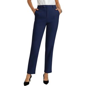 GRACE KARIN Dress Pants Women, High Waisted Wrinkle Free Work Trousers Slacks with Pockets, Office Business Casual Outfits(Navy Blue)