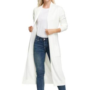 GRACE KARIN Essential Solid Open Front Maxi Long Knitted Cardigan Sweater for Women(6-ivory)