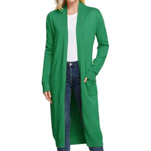 GRACE KARIN Essential Solid Open Front Maxi Long Knitted Cardigan Sweater for Women(Green)
