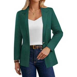 GRACE KARIN Sweater Blazers for Women Business Casual Long Sleeve Open Front Work Office Cardigan Suit Jackets with Pockets(Green)