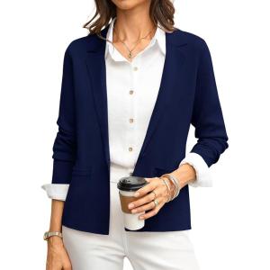 GRACE KARIN Women Sweater Blazer Business Casual 2026 Knit Suit Jackets Long Sleeve Lightweight Cardigan Work Office(Navy Blue)