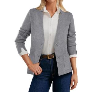 GRACE KARIN Women Sweater Blazer Business Casual Knit Cardigan 2026 Long Sleeve Suit Jackets Work Blazers with Pockets(Grey)