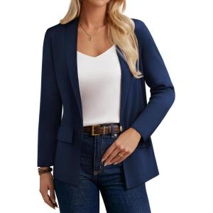GRACE KARIN Women’s Casual Sweater Blazer Long Sleeve Open Front Lapel Suit Jacket Lightweight Cardigan Work Office(Navy Blue)