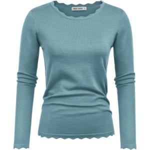 GRACE KARIN Women’s High Stretchy Long Sleeve Pullover Sweater Blouse Top(Blue Grey)