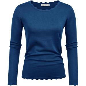 GRACE KARIN Women’s High Stretchy Long Sleeve Pullover Sweater Blouse Top(Dark Blue-2)