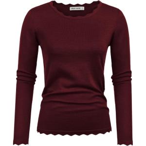 GRACE KARIN Women’s High Stretchy Long Sleeve Pullover Sweater Blouse Top(Dark Wine)