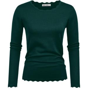 GRACE KARIN Women’s High Stretchy Long Sleeve Pullover Sweater Blouse Top(Deep Green)