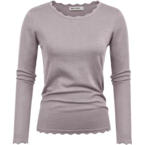 GRACE KARIN Women’s High Stretchy Long Sleeve Pullover Sweater Blouse Top(Gray Pink)