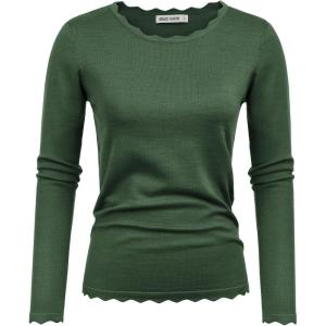 GRACE KARIN Women’s High Stretchy Long Sleeve Pullover Sweater Blouse Top(Light Army Green)