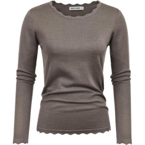 GRACE KARIN Women’s High Stretchy Long Sleeve Pullover Sweater Blouse Top(Light Coffee)