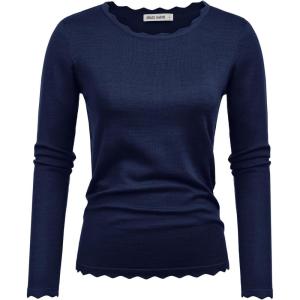 GRACE KARIN Women’s High Stretchy Long Sleeve Pullover Sweater Blouse Top(Navy Blue-3)
