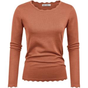 GRACE KARIN Women’s High Stretchy Long Sleeve Pullover Sweater Blouse Top(Red Brown)