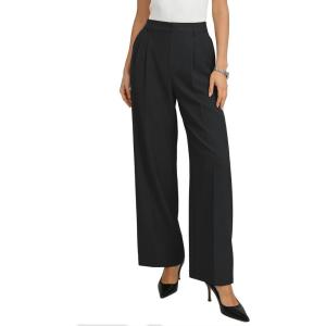 GRACE KARIN Work Pants Women, Wide Leg High Waist Wrinkle Free Trousers Slacks with Pockets, Business Casual Outfits(Black)