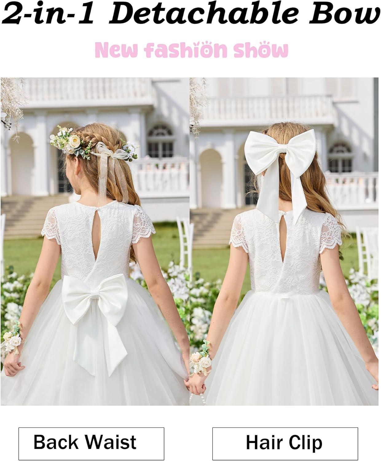 imageGRACE KARIN Flower Girl Dress with Big BowKids Lace Tulle Princess GownWedding Formal Birthday Party Pageant 510YClassic Crimson