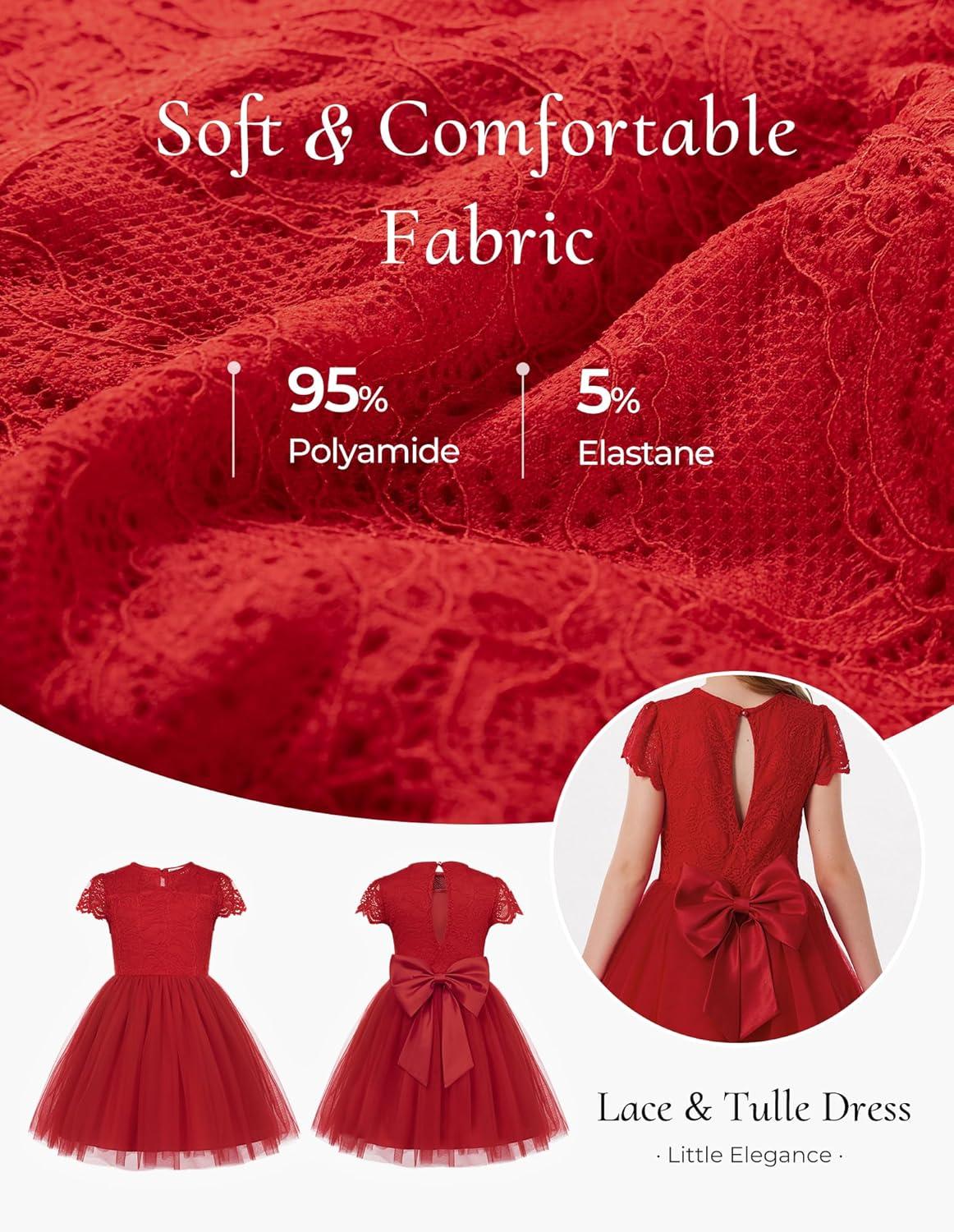 imageGRACE KARIN Flower Girl Dress with Big BowKids Lace Tulle Princess GownWedding Formal Birthday Party Pageant 510YClassic Crimson