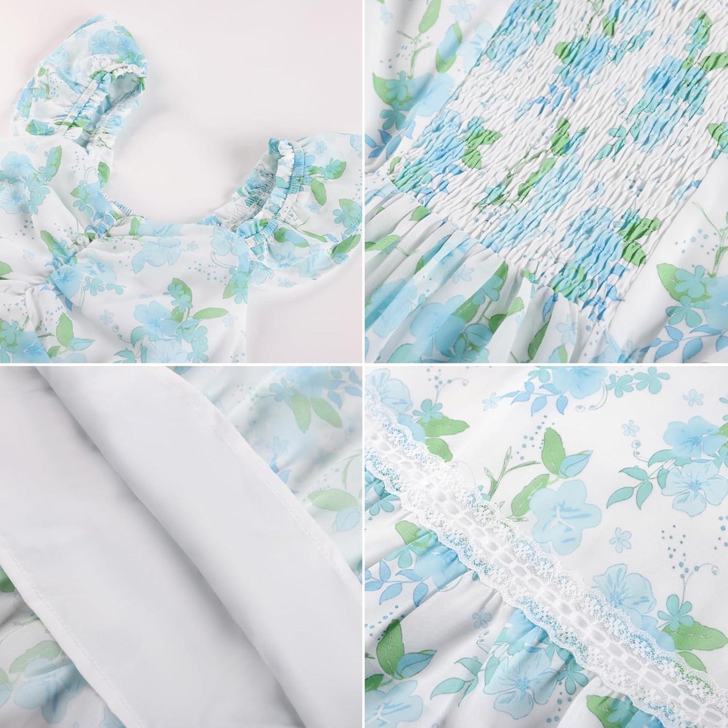 imageGRACE KARIN Girls Floral Spring Summer Dresses 714 Easter Flower Girl Maxi Dress Party Flutter Sleeve Holiday SundressGreen Floral