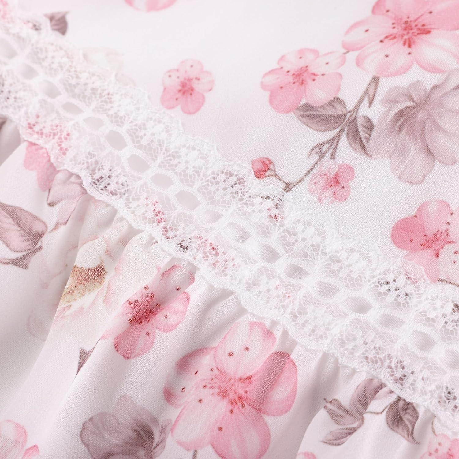imageGRACE KARIN Girls Floral Spring Summer Dresses 714 Easter Flower Girl Maxi Dress Party Flutter Sleeve Holiday SundressPink Flower