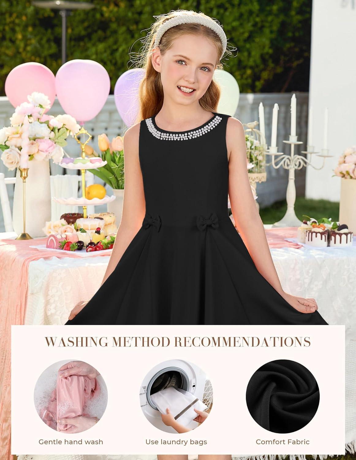 imageGRACE KARIN Girls Party Dress Summer Kids Formal Dresses Sleeveless Midi Wedding Guest DressBlack