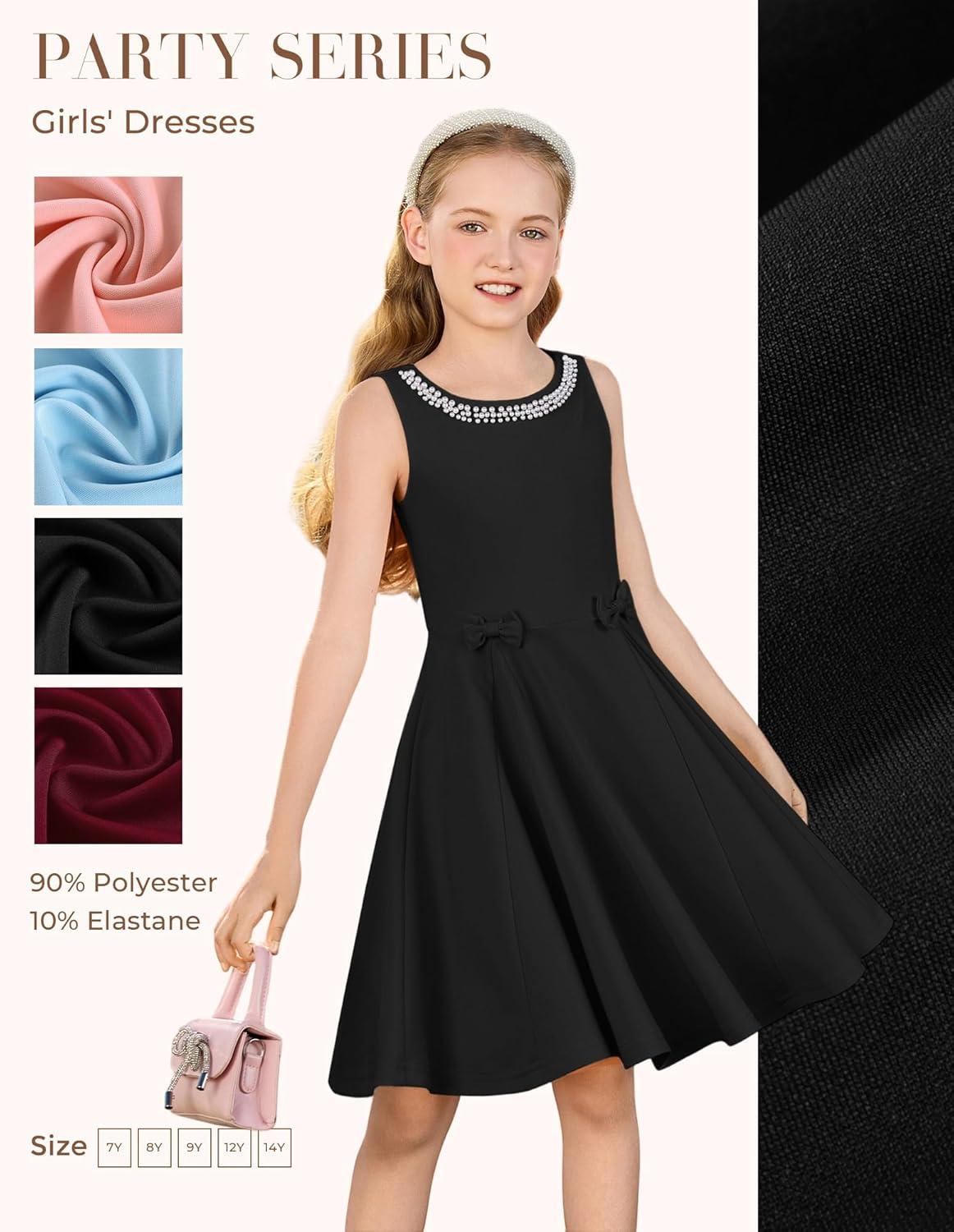 imageGRACE KARIN Girls Party Dress Summer Kids Formal Dresses Sleeveless Midi Wedding Guest DressBlack