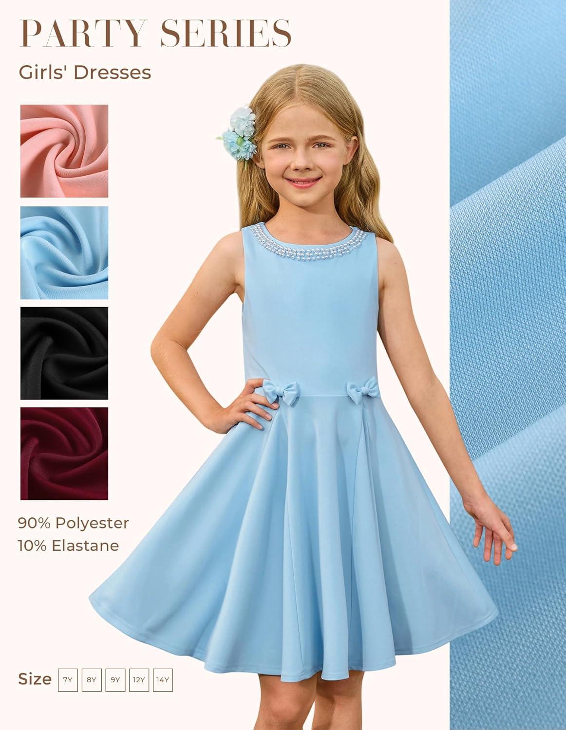 imageGRACE KARIN Girls Party Dress Summer Kids Formal Dresses Sleeveless Midi Wedding Guest DressBlue