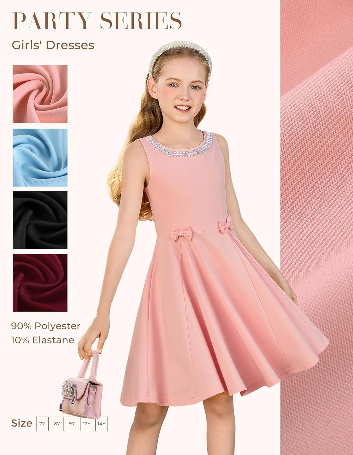 imageGRACE KARIN Girls Party Dress Summer Kids Formal Dresses Sleeveless Midi Wedding Guest DressPink