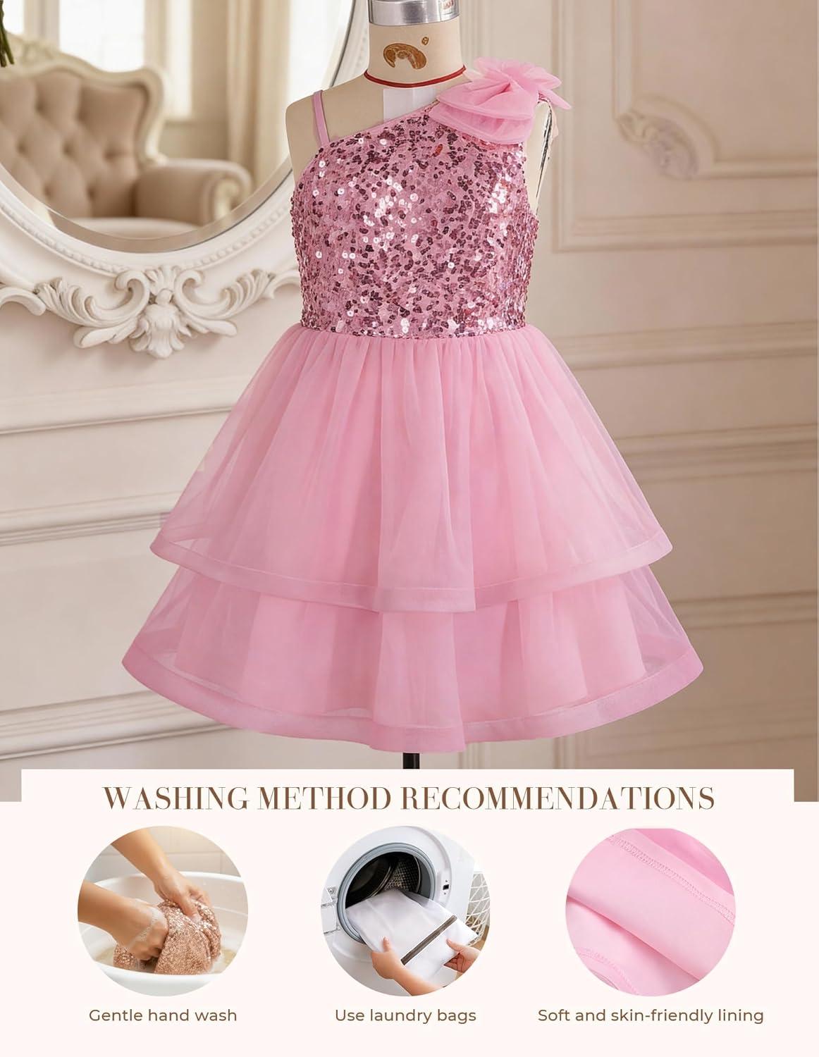 imageGRACE KARIN Girls Party Sequin Formal Dress 714Y Birthday Dance Graduation Sparkly Pageant Dresses Wedding Flower Girl DressPink