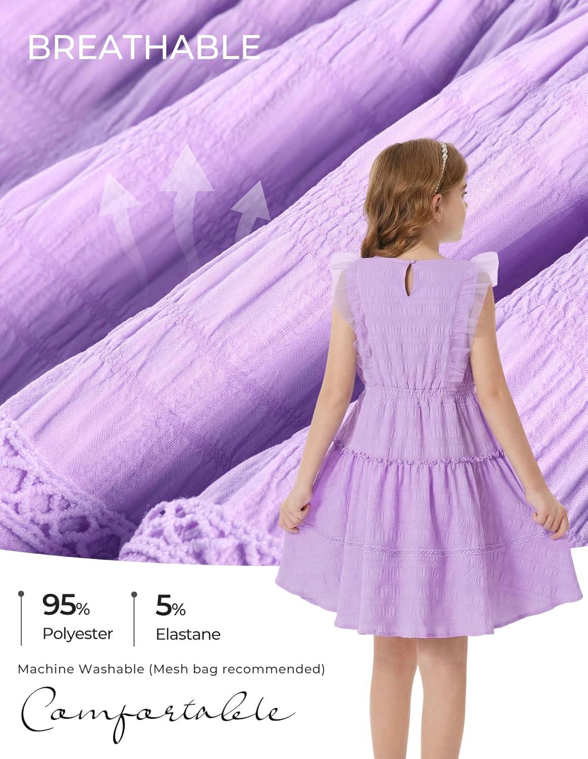 imageGRACE KARIN Girls Sleeveless Summer Dress Ruffle Tiered Easter Spring Party Dresses for Kids 613Lilac