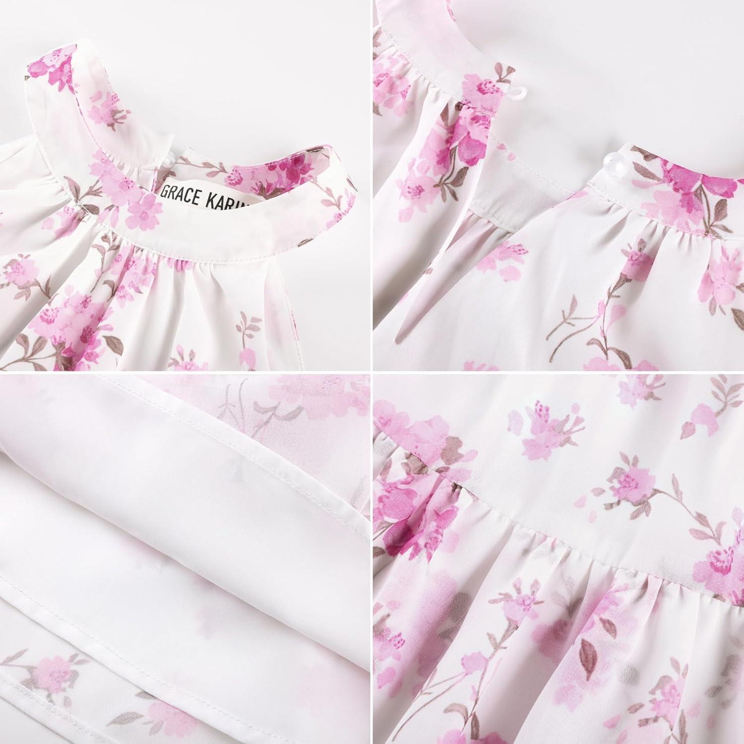 imageGRACE KARIN Girls Summer Beach Dress Floral Hawaiian Halter Chiffon Party Wedding Vacation Sundress 714YPurple Flower
