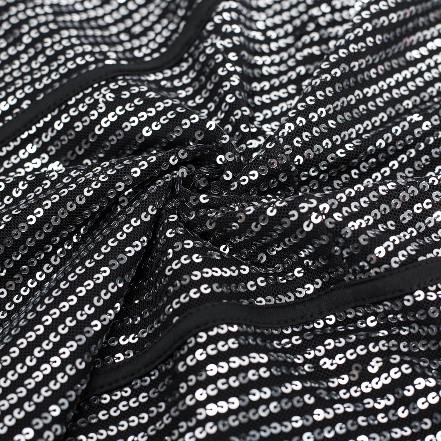imageGRACE KARIN Sequin Tank Tops for Women Bustier Corset Top Sparkle Sexy Slim Camisole Sleeveless PartyBlack Silver