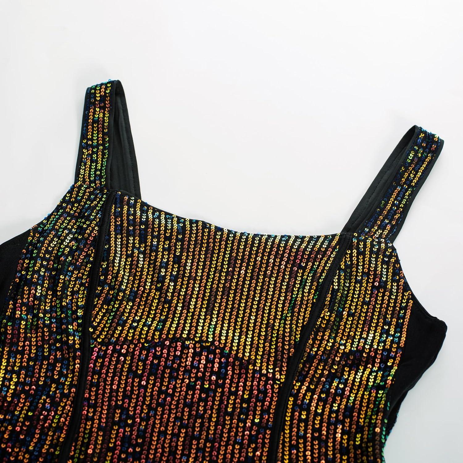 imageGRACE KARIN Sequin Tank Tops for Women Bustier Corset Top Sparkle Sexy Slim Camisole Sleeveless PartyDazzling Black