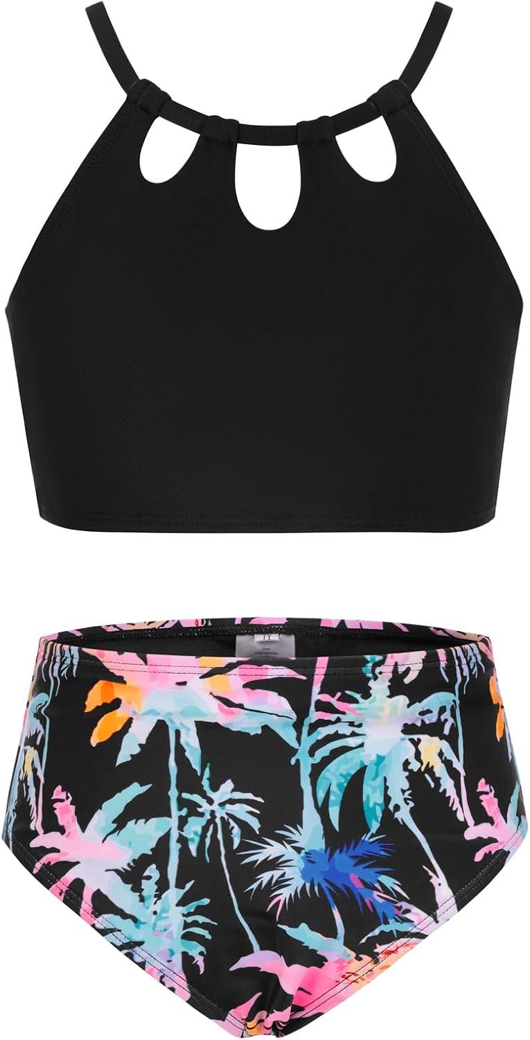 imageGRACE KARIN Teen Girls Swimsuits Two Piece Bikini Sets Bathing Suit Girl Swimwear Size 614Black