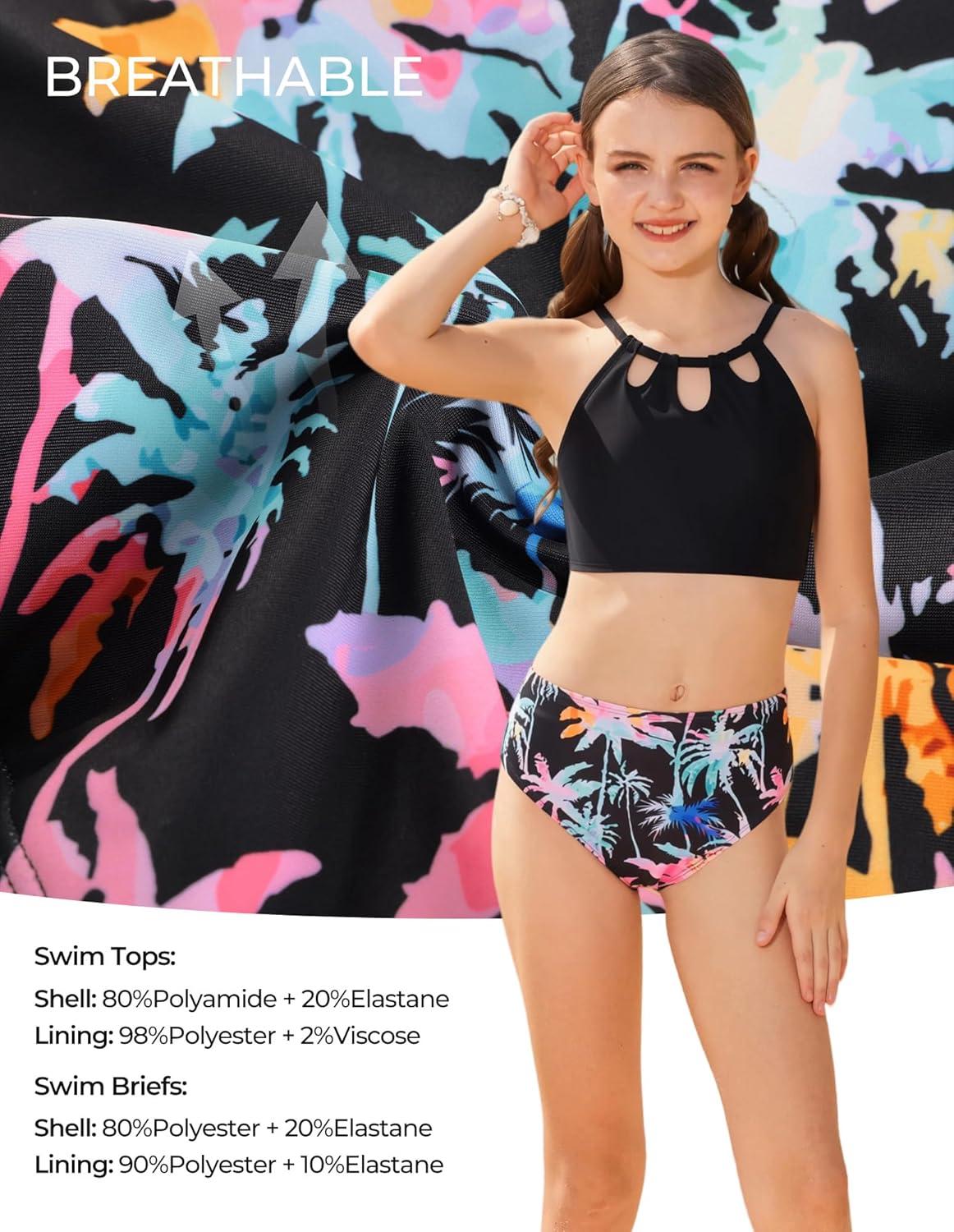 imageGRACE KARIN Teen Girls Swimsuits Two Piece Bikini Sets Bathing Suit Girl Swimwear Size 614Black