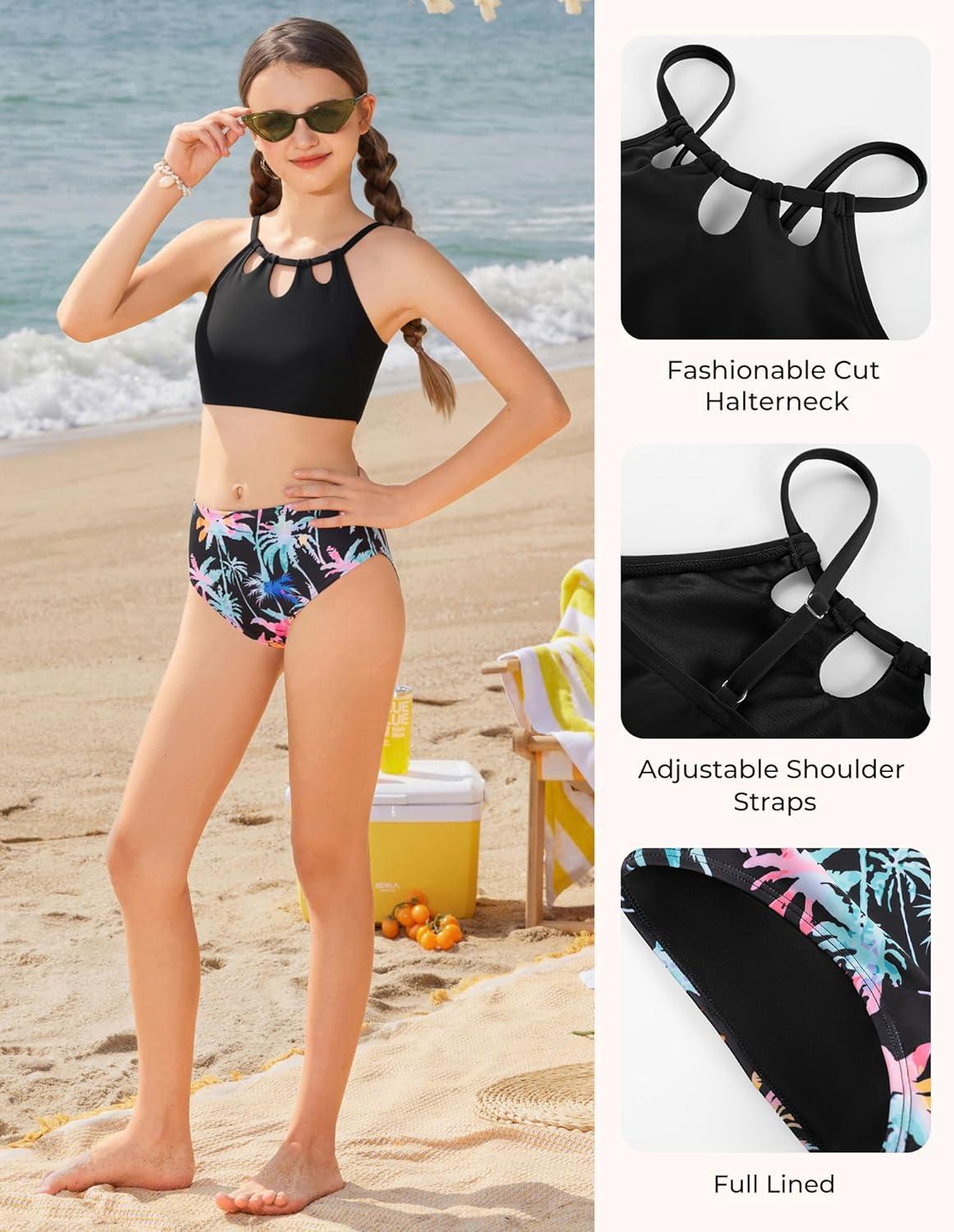 imageGRACE KARIN Teen Girls Swimsuits Two Piece Bikini Sets Bathing Suit Girl Swimwear Size 614Black