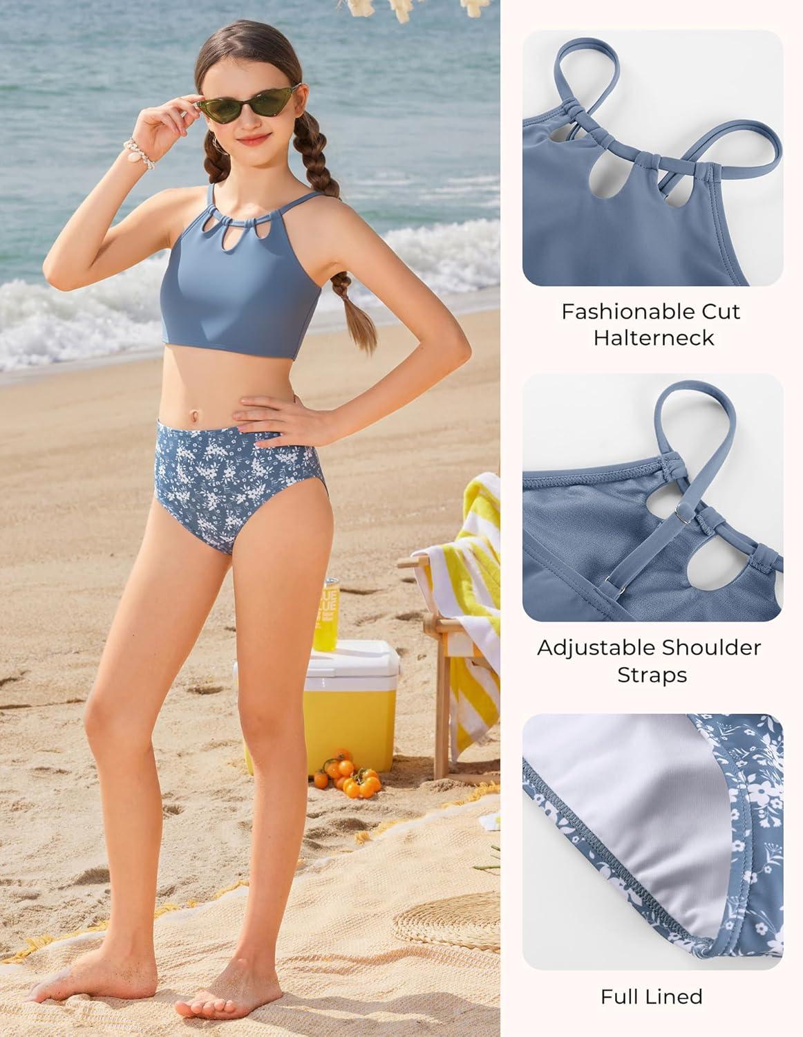 imageGRACE KARIN Teen Girls Swimsuits Two Piece Bikini Sets Bathing Suit Girl Swimwear Size 614Dusty Blue