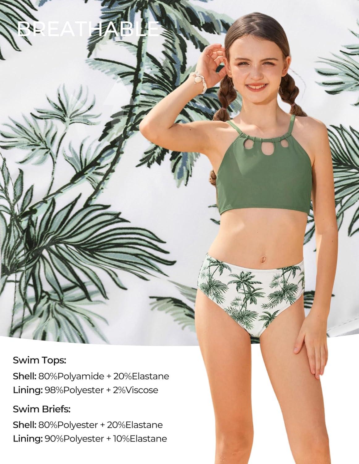 imageGRACE KARIN Teen Girls Swimsuits Two Piece Bikini Sets Bathing Suit Girl Swimwear Size 614Green
