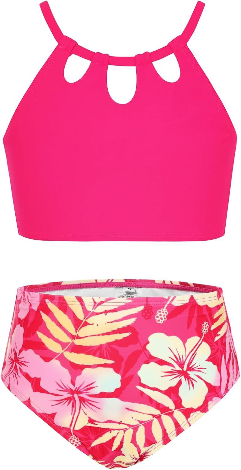 imageGRACE KARIN Teen Girls Swimsuits Two Piece Bikini Sets Bathing Suit Girl Swimwear Size 614Hot Pink