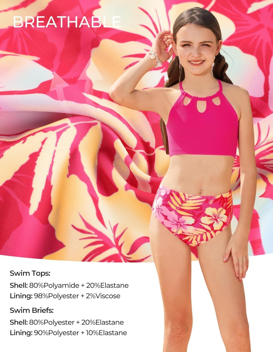 imageGRACE KARIN Teen Girls Swimsuits Two Piece Bikini Sets Bathing Suit Girl Swimwear Size 614Hot Pink