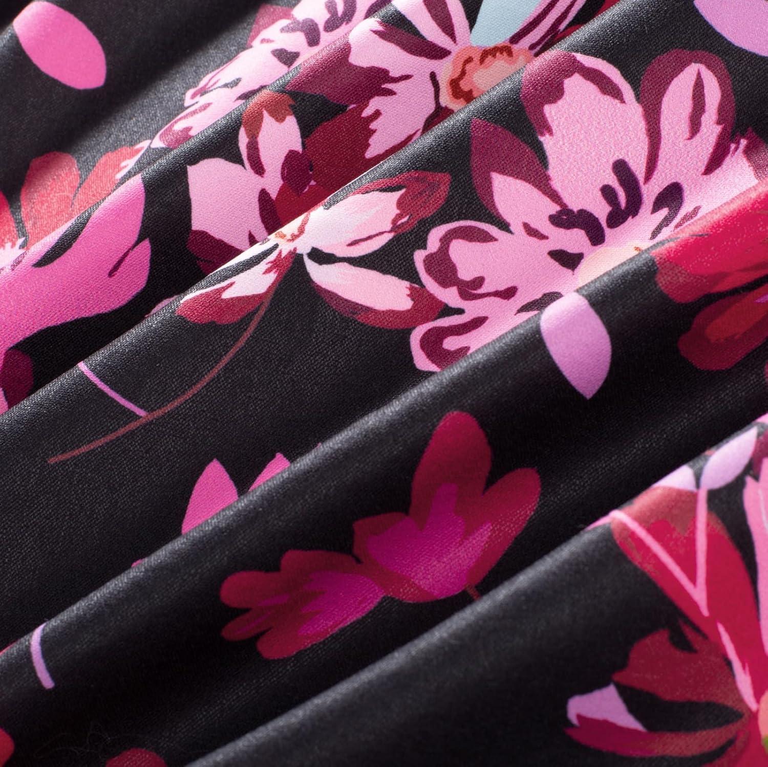 imageGRACE KARIN Womens 2026 Summer Maxi Dress Floral Tie Front Spaghetti Strap Casual Boho Beach Flowy Sundress with PocketsBlack Pink Floral
