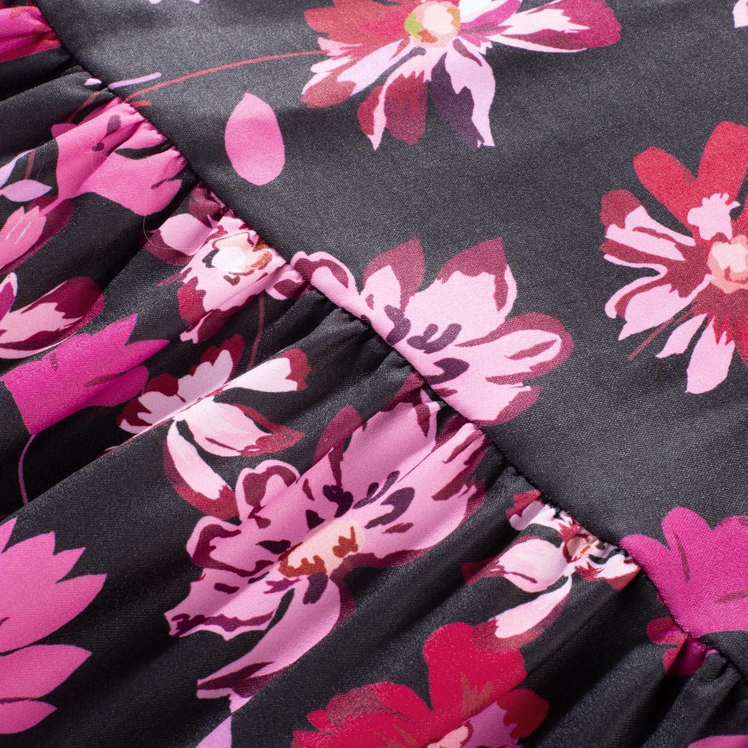 imageGRACE KARIN Womens 2026 Summer Maxi Dress Floral Tie Front Spaghetti Strap Casual Boho Beach Flowy Sundress with PocketsBlack Pink Floral