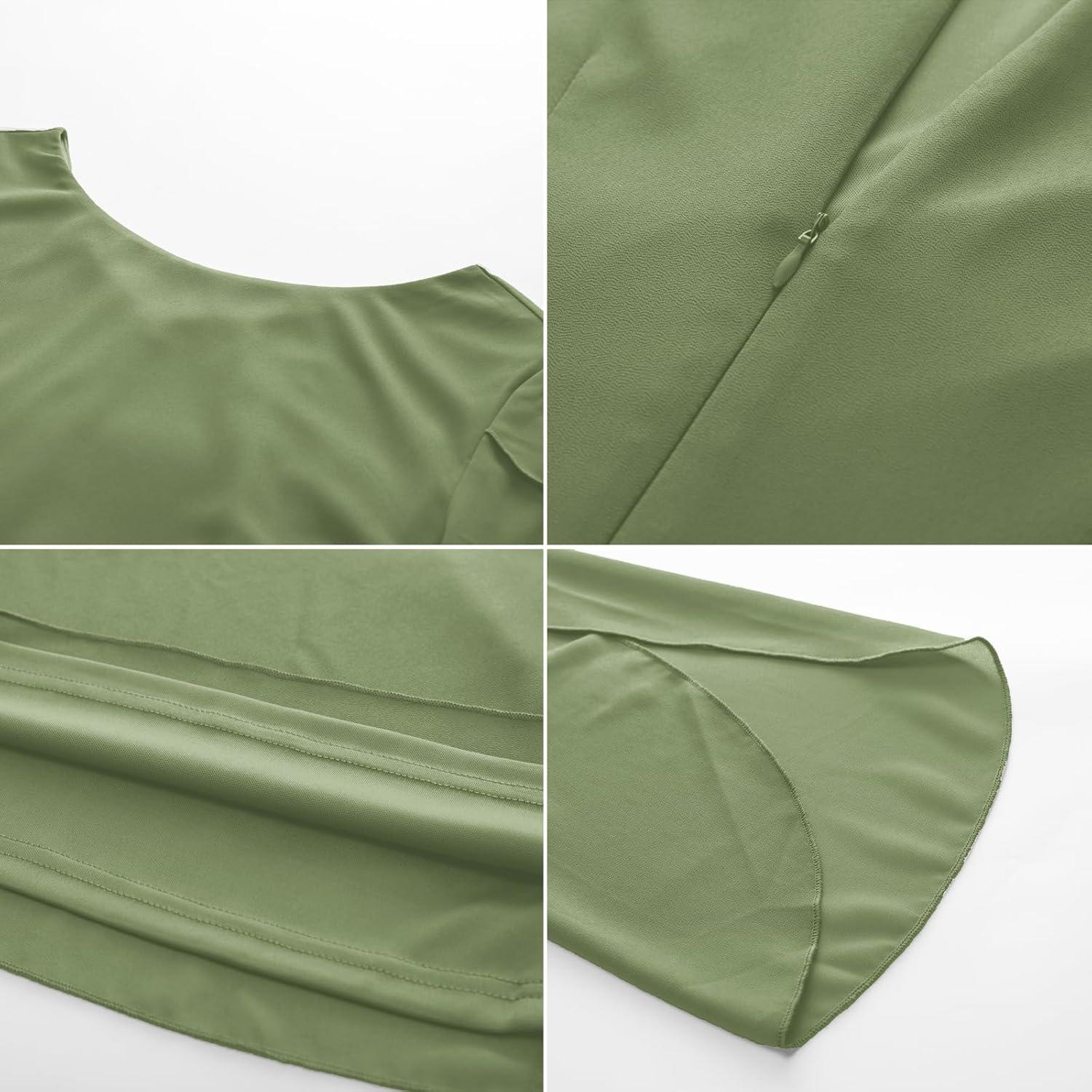 imageGRACE KARIN Womens Chiffon Dresses Flutter Sleeve Party Wedding Cocktail Dress Size 820Army Green